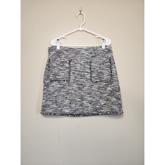 LOFT Fringe Tweed Skirt with Pockets Womens Size‎ Large Black and Pink - Picture 1 of 5